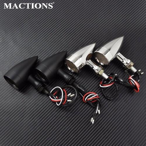 Motorcycle Aluminium Retro Bullet LED Turn Signal Brake Light Mesh Lens For Harley Chopper Bobber For Yamaha For Honda