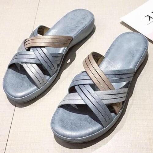 Women Sandals New Summer Shoes For Women Non-Slip Flat Ladies Slippers Plus Size Cross Belt Casual Cozy Beach Flip Flop qq382