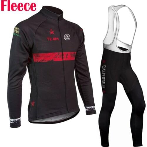 NEW California BLACK Long Sleeve Cycling Jersey Sets Winter Fleece&No Fleece Bike Clothing Wear
