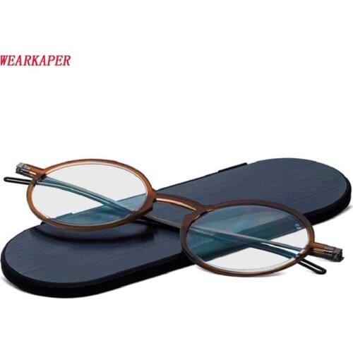 WEARKAPER Round Frame Ultralight Anti Fatigue Reading Glasses With Alumiun Magnetic Case Men Women Presbyopic Glasses 1.0-4.0