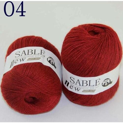 Sale 2*50gr Super Soft Pure Sable Cashmere Wrap Shawls Hand Knit Wool Crochet Yarn 243-04 Crimson