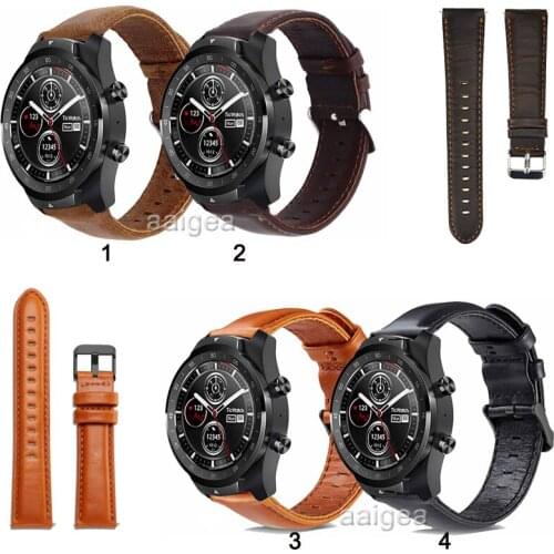 20mm 22mm Replacement Band Genuine Leather Strap for Ticwatch Pro 3 E2 S2 GTX Strap Bands