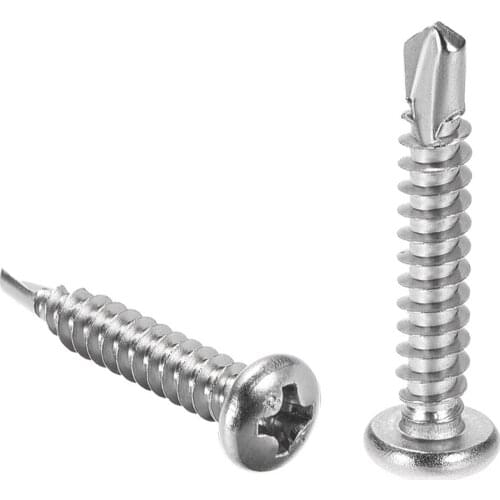 Uxcell 60pcs #8 x 1-1/2" Self Tapping Screws 410 Stainless Steel Phillips Pan Head Self Drilling Screws for Home Office DIY