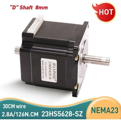 NEMA 23 Stepper motor double shaft 23HS5628-SZ 2.8A 12.6N.m dual shaft D=8mm 57x56mm Nema23 stepping motor For CNC