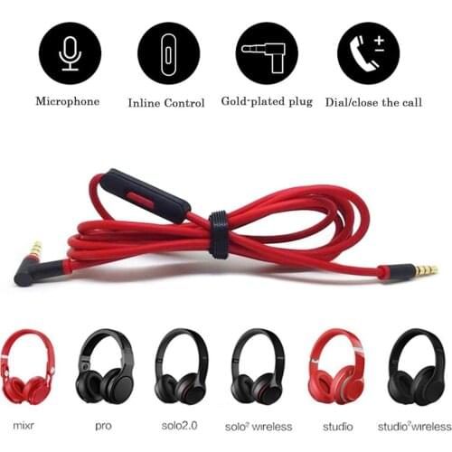 Replacement Audio Cable Cord Wire With In-line Microphone And Control For Beats Solo2.0 For Car SmartPhone Speaker Headphone