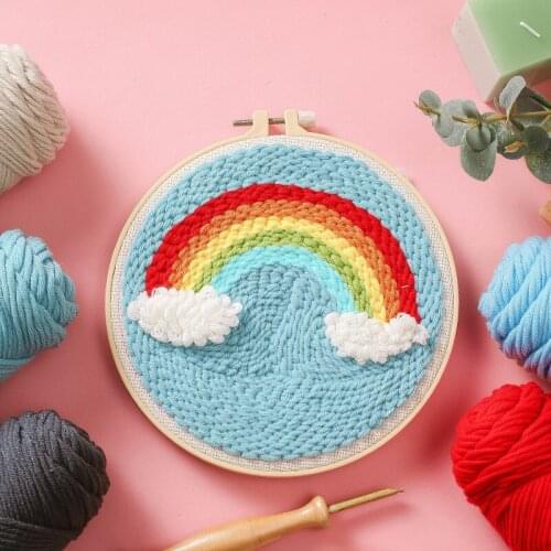 Punch Needle Starter Kit for Beginner Kids Adults Rug Hooking Embroidery 8" Hoop DIY Art and Crafts Gift