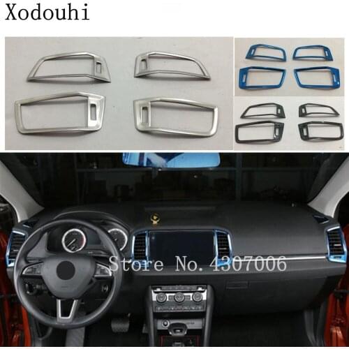 Car Styling Inner Garnish Cover Detector Trim Front Side Air Conditioning Outlet Vent 2pcs For Skoda Karoq 2017 2018 2019 2020
