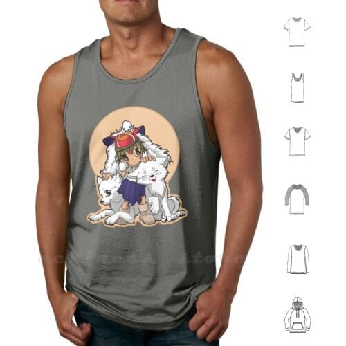 Princess Mononoke Tank Top Cotton Vest Sleeveless Totoro Anime Manga Miyazaki Ghibli Japan Pop Nature Dream Cartoon Catbus