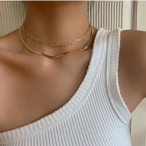 2 Colors 925 Sterling Silver Safely Paper Clip Chain Necklace High Quality Fashion Choker Jewelry For Women Wedding Gift
