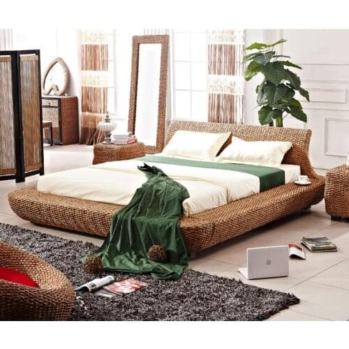 2018 new design ratten bed and bedstand bedroom furniture HC-0041