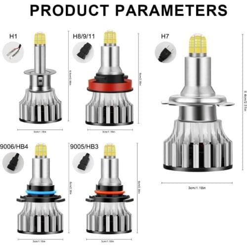 2020 New H1/H7/H8 H9 H11/9005/9006 LED Car Headlights Bulbs 24LED 120W Bulbs Y98C