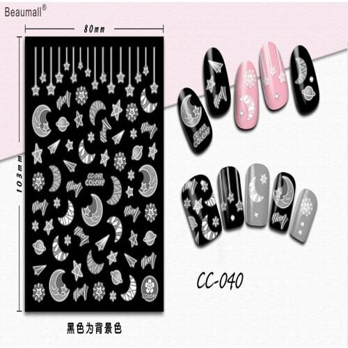 3D Black Nails Art Manicure Back Glue Decal Decorations Nail Sticker For Nails Tips Beauty