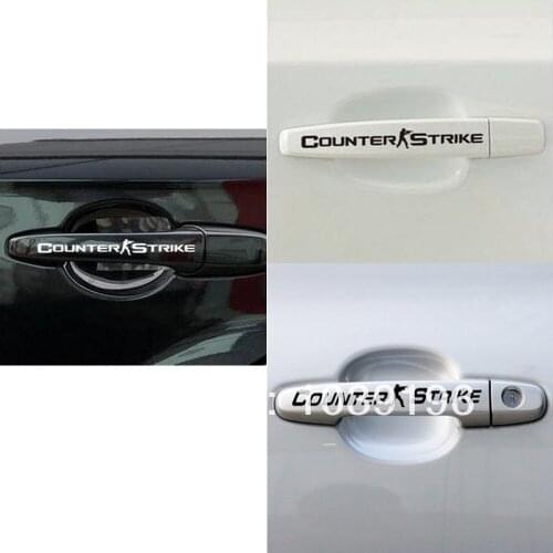 4 x CS Counter Strike Car Stickers Car Door Handle Decal Black for Tesla Toyota Ford Chevy Volkswagen Honda Hyundai Kia Lada