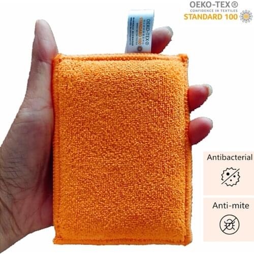 5PCS Heavy Duty Scrub Sponge Kitchen Durable Scouring Sponge Pad Non-Scratch Microfiber Reuseable Sponges for Cleaning Dishes