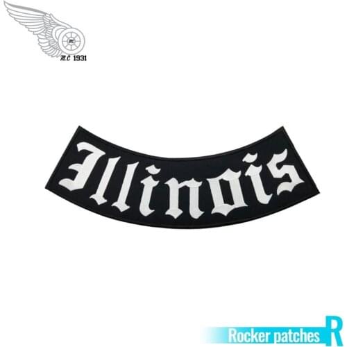 Outlaws USA ROCKER Illinois letters applique DIY Design iron on patches for clothing biker motorcycle Embroidery patch