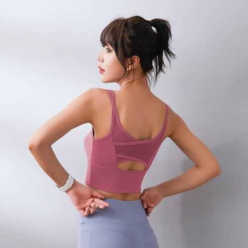 Wholesale Yoga Bras for Women, Comfort Gym Fitness Sport Bra, Removable Padded Running Tank Top, Underwired, Hollow Cross-Back