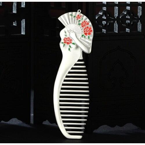 Cheongsam silver comb Cooked silver comb S999 pure silver hair comb cheongsam silver comb for girlfriend