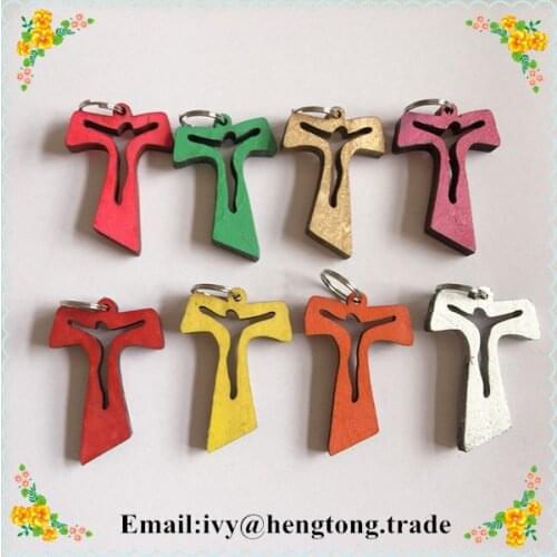 Wholesale wood rosary accessory, rosary cross pendant, small t shape cross, religious rosary crucifix
