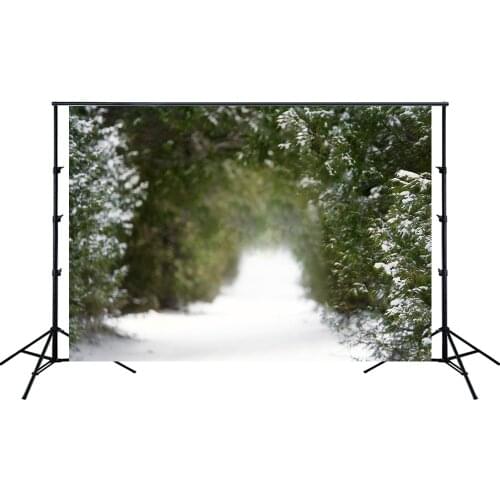 Winter Snow Forest Road Arch Landscape Christmas Backdrop Noel Pine Tree Party Banner Kid Portrait Background Photo Studio Prop