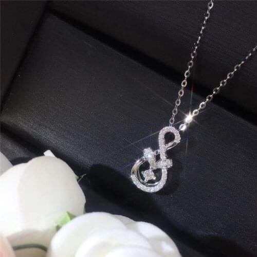 Huitan Simple and Elegant Design Women Necklace Wedding Ceremony Party Bridal Pendant Necklaces Silver Color Trendy Jewelry Bulk