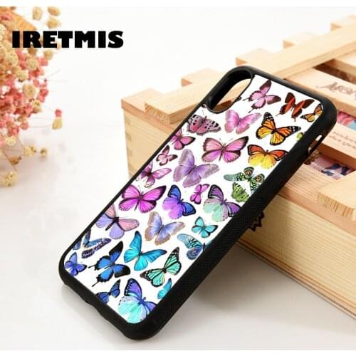 Iretmis 5 5S SE 6 6S TPU Silicone Rubber Phone Case Cover for iPhone 7 8 Plus X Xs 11 12 MINI Pro Max XR Colorful Butterfly