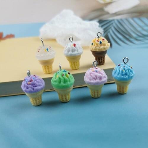JeQue 10pcs/pack 3D Ice Cream Resin Charms Cute Food DIY Craft For Earring Key Chains Jewelry Making