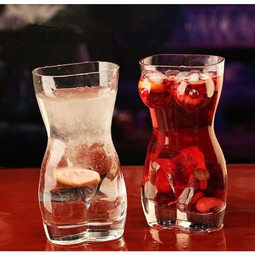 Creative 3D Sexy Lady Men Durable Double Wall Transparent Whiskey Glasses Wine Shot Glass Big Chest Beer Cup 700ml Lovers Gift
