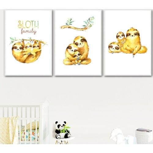 Sloth Family Animal Art Prints Wall Art Canvas Painting Nordic Posters And Prints Nursery Wall Pictures Baby Kids Room Decor