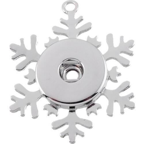 Hot sale Snowflake Snap Button Pendants Necklace fit DIY 18MM/20MM snap buttons fittings christmas wholesale XL0051