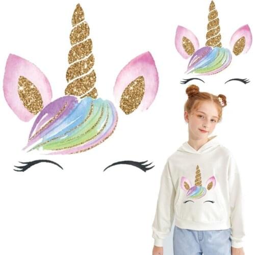 Cute Unicorn stickers Iron on transfer for clothing thermal iron on vinyl transfer patches on clothes thermo stickers stripe diy