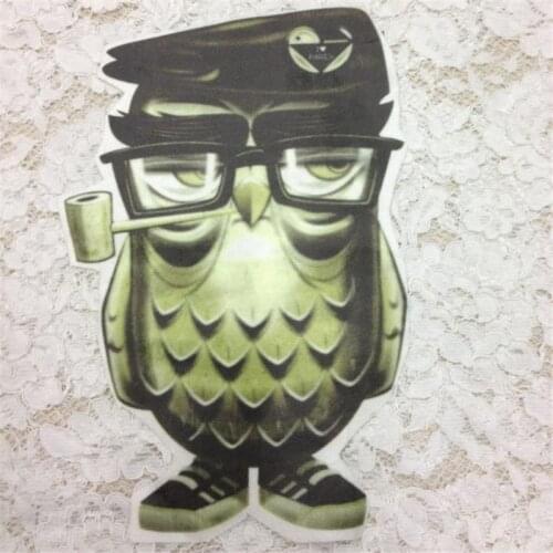 Fashion Cute Patch Fabric Clothes 25CM Pipe owl Stickers Thermal Transfer Printing Iron on patches for clothing T shirt Women