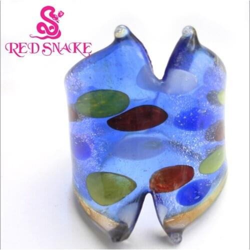 RED SNAKE Fashion Ring Handmade Blue with color spots Cutting feature Technology Murano Glass Rings