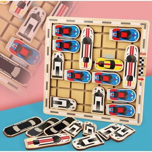 ELOS-Funny Move Car Table Board Game Wooden Toys Educational Toys for Kids Interactive Puzzle Game Brain Training