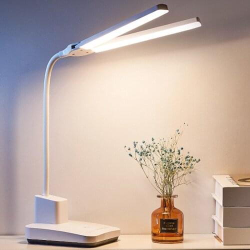 60 LEDs Dual LED Desk Lamp USB Charging 3 Light Colors Stepless Dimmable Table Lamp Eye Protection Reading Lamp For Study