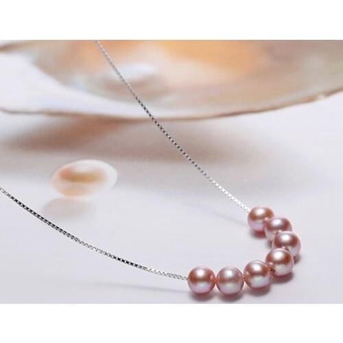 NYMPH S925 Silver Natural Freshwater Pearl Pendant Necklace Sterling Silver Chain White Purple Pearl For Women Fine Jewelry X507