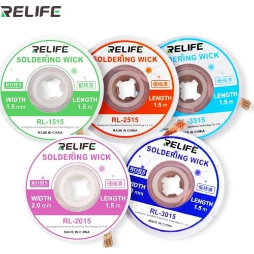 RELIFE Desoldering Wire Wick 1.5/2.0/2.5/3.0/3.5mm Suction Tin Desoldering Wick Solder Braid Wire for PCB Remove Welding Tool