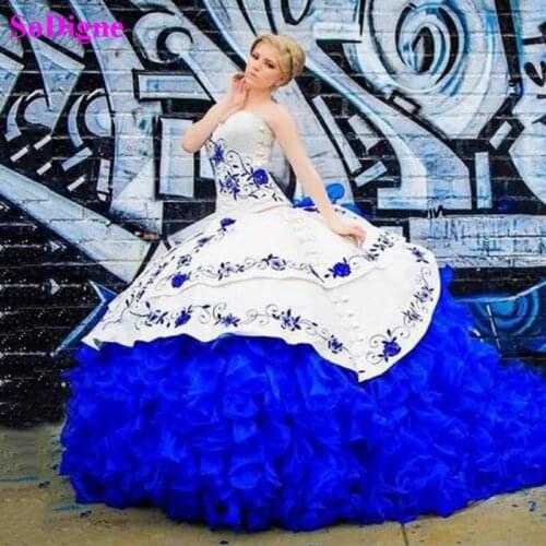 SoDigne Charro Quinceanera Dresses with Lace Embroidered Sweetheart Mexican Ball Gown Masquerade Gowns Princess Sweet 16 Girls