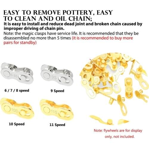 Bicycle Chain Connector Lock Quick Link Connector Road Bike Buckle Joint Magic Buckle Master Cycling Gold 6/7/8/9/10/11/12 Speed