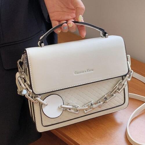 Thick Chain Shoulder Bags for Women Luxury Pu Leather Tote Bag Rhombus Lattice Crossbody Handbags Ladys Small Flap Messenger Bag