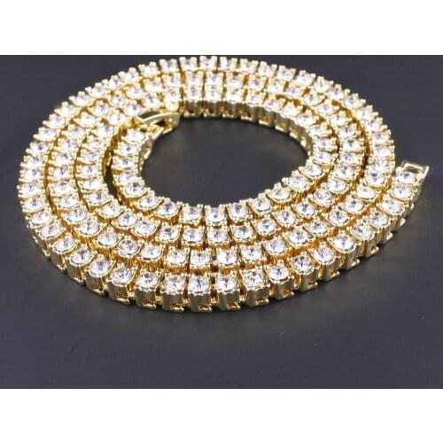 Dancer singer designs gold silver color men women fashion jewelry hip hop 1 row tennis necklace iced bling crystal rap cz chain