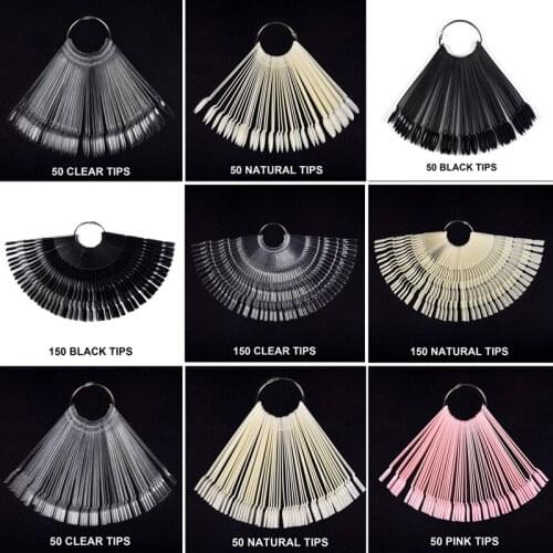 1 Set Fan-shaped Nail Art Display Color Card Clear White Black False Nail Tips UV Gel Nail Polish Practice Display Stick Tool