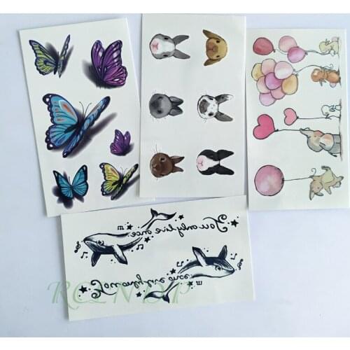Waterproof Temporary Tattoo Sticker butterfly whale elephant rabbit dog small tatto flash tatoo fake tattoos for women men kid
