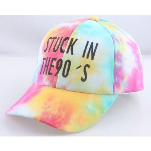 Embroidery Text Bright Tie-dye Hip-hop Baseball Cap Summer Thin Fabric Hat for Women Men Lightweight Ball Cap