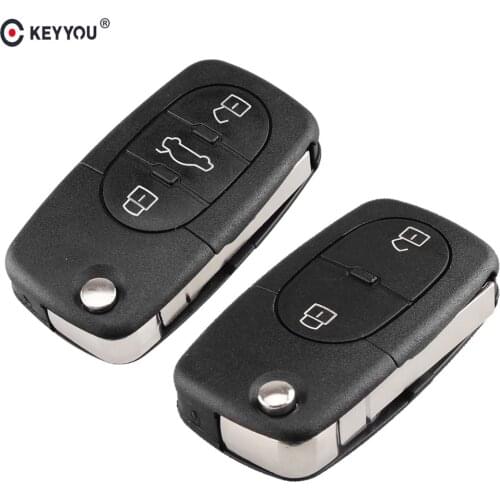 KEYYOU Replacement 2/3 Buttons Flip Car Key Case Shell Fob For Audi TT A2 A3 A4 A6 A8 Quattro Old Models With Blade CR1620