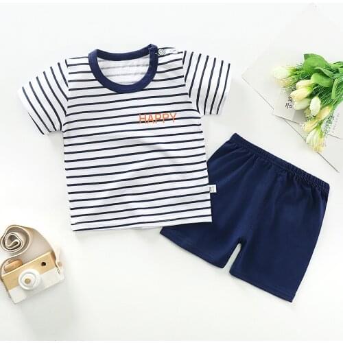 ZWY864 Children Clothing Sets Summer Boy Clothes Girls Short Sleeve T shirt+Pants 2pcs Suits Cotton Kids Boys Clothes