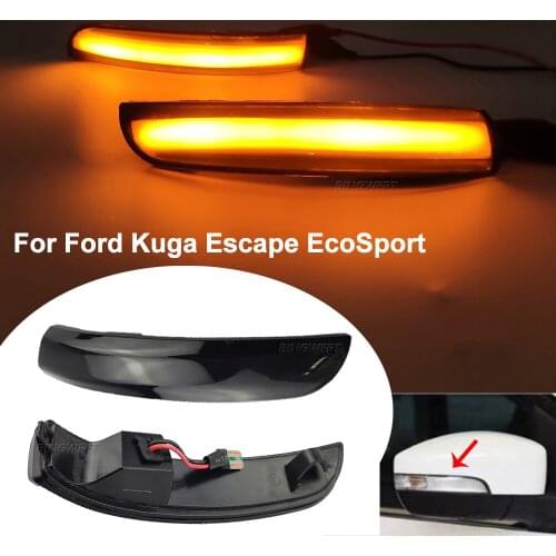 1pair Dynamic Blinker LED Turn Signal Lights Side Mirror indicator For Ford Escape Kuga II EcoSport 2013-2019