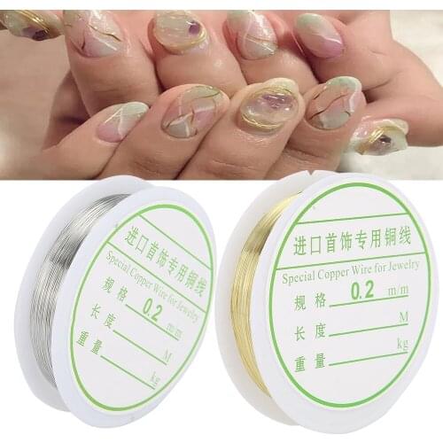 1 Roll Copper Wire Nail Art Decoration Charm Line DIY Design 3D Tips Gold Silver Rose Gold Rhinestones Jewelry Manicure Supplies