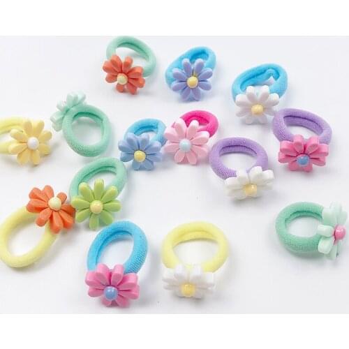 10pcs Lovely Children Hair Ropes Flower Princess Headwear Baby Headdress Girls Kids Elastic Hair Bands For Baby Hair Accessories
