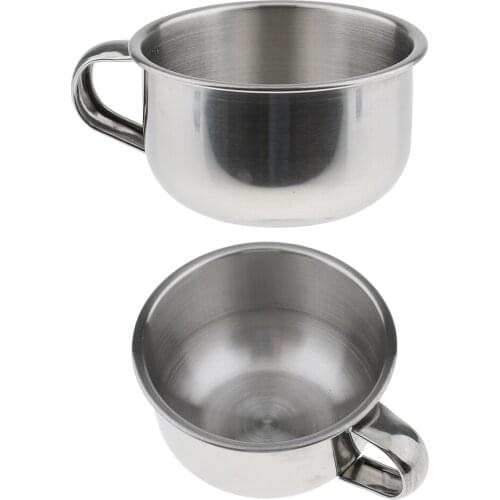 2 Pieces Stainless Steel Mens Shaving Mug Bowls Barber Beard Soap Mug Cups