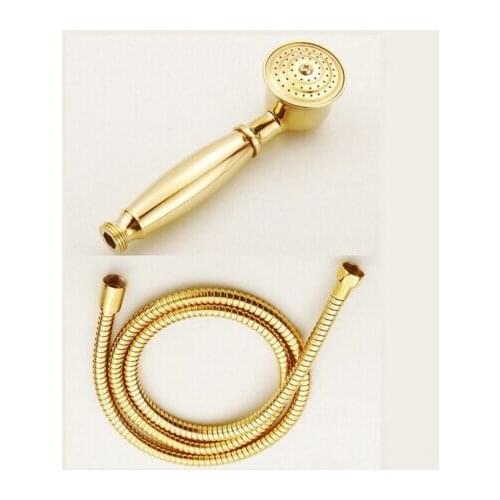 2016 Brass Classical Telephone gold Hand Hold Shower Head +1.5M golden shower pipe hand shower